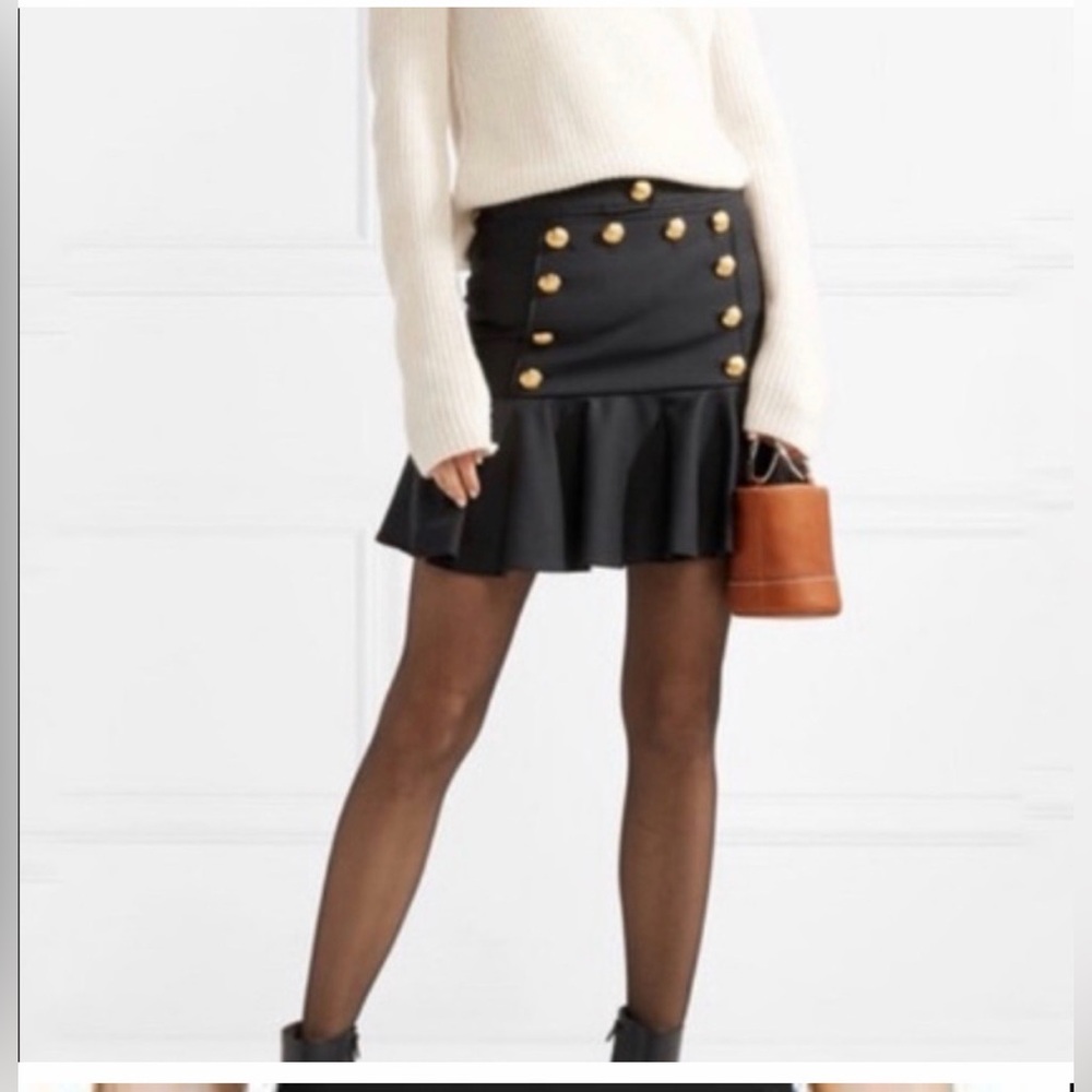 Veronica Beard Black Mini Skirt with Gold Buttons
